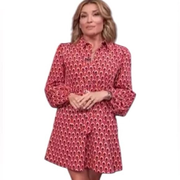 Zara Printed Short Dress Orange - Size Small - Picture 3 of 8